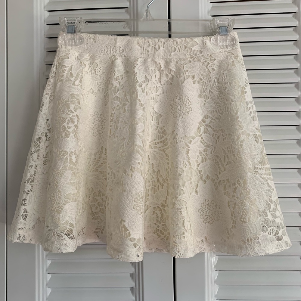 floral lace white skirt